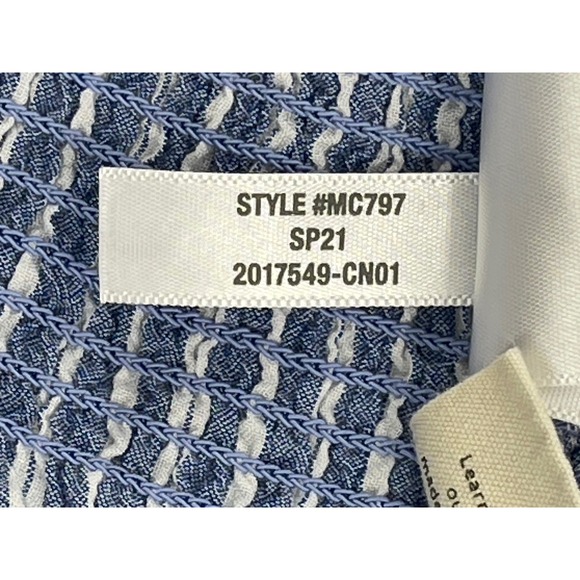 Madewell Smocked Ruffle-Sleeve Top Blue Striped Blouse Women's M Coastal Chic - Picture 11 of 15